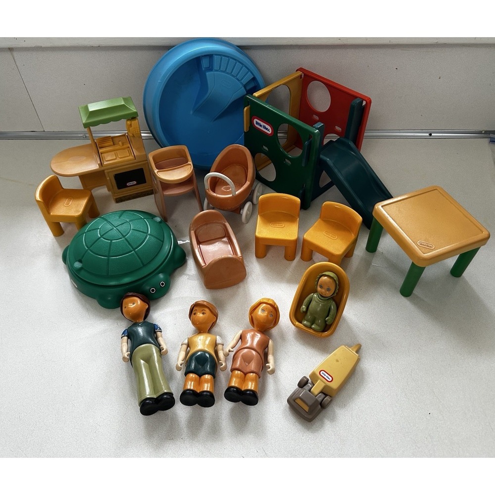 VTG 1990s LITTLE TIKES Dollhouse PLAYGROUND Nursery Furniture & Figures LOT